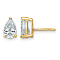 14ky 2ct Cert Lab Grown Diamond VS+ F+ Comp Pear 3 Prong Stud Earrings