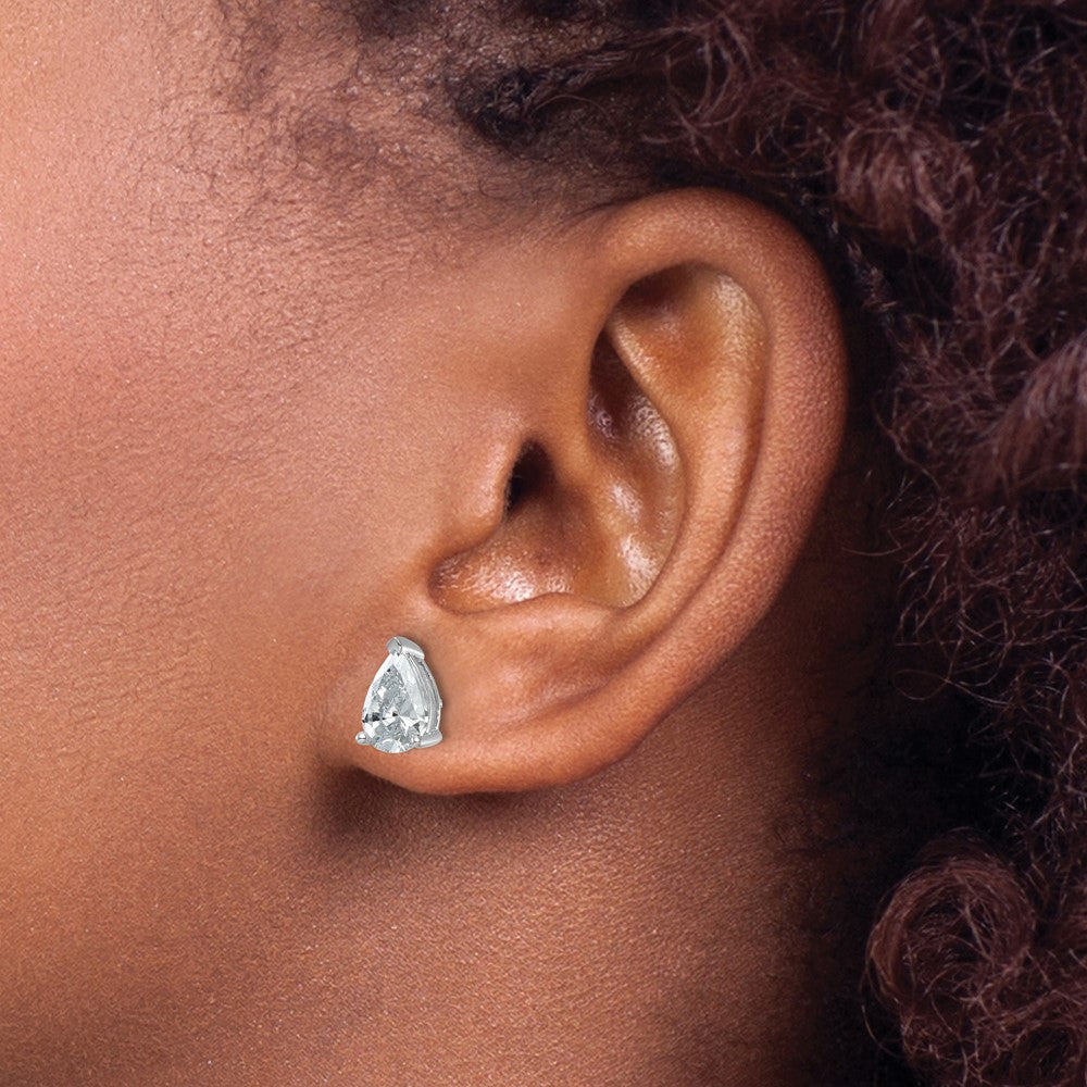 14kw 3ct Cert Lab Grown Diamond VS+ F+ Comp Pear 3 Prong Stud Earrings
