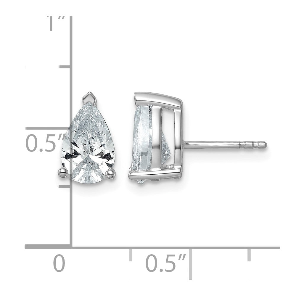14kw 3ct Lab Grown Diamond VS+ F+ Comp Pear 3 Prong Stud Earrings