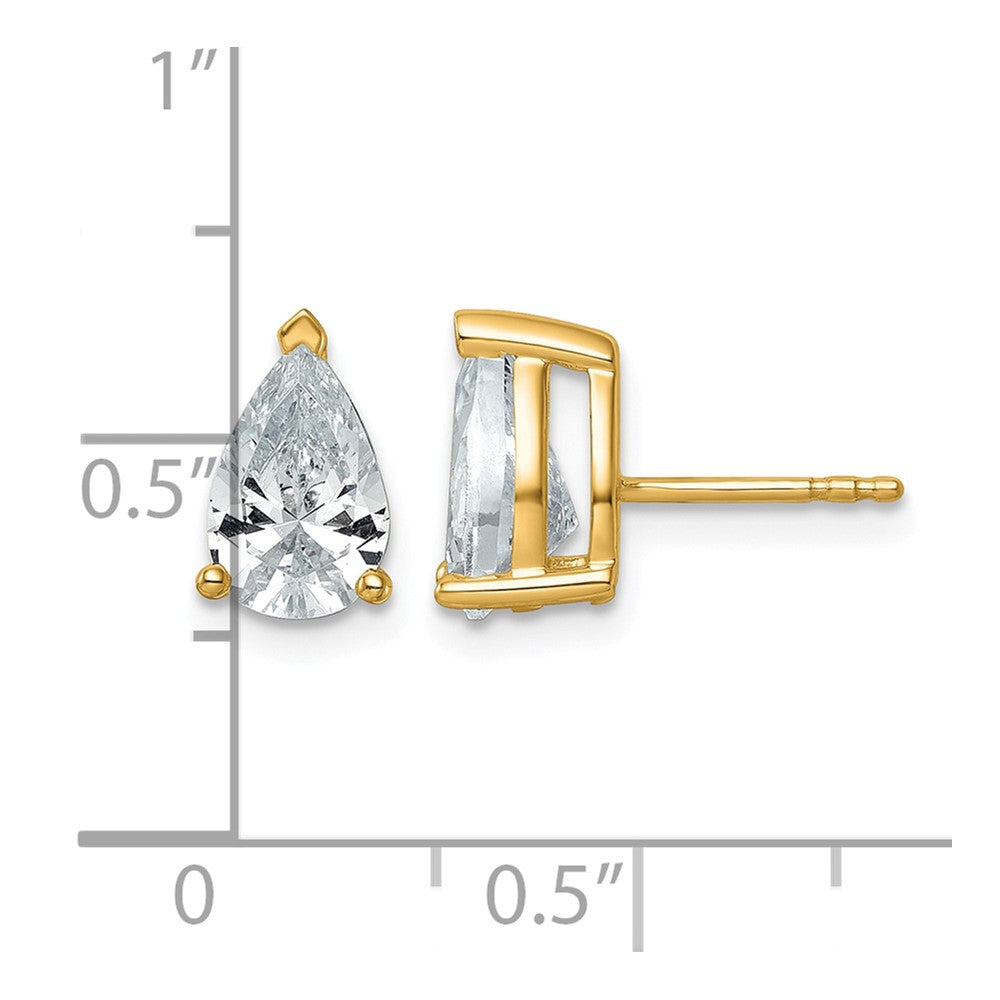 14ky 3ct Lab Grown Diamond VS/SI+ G+ Comp Pear 3 Prong Stud Earrings