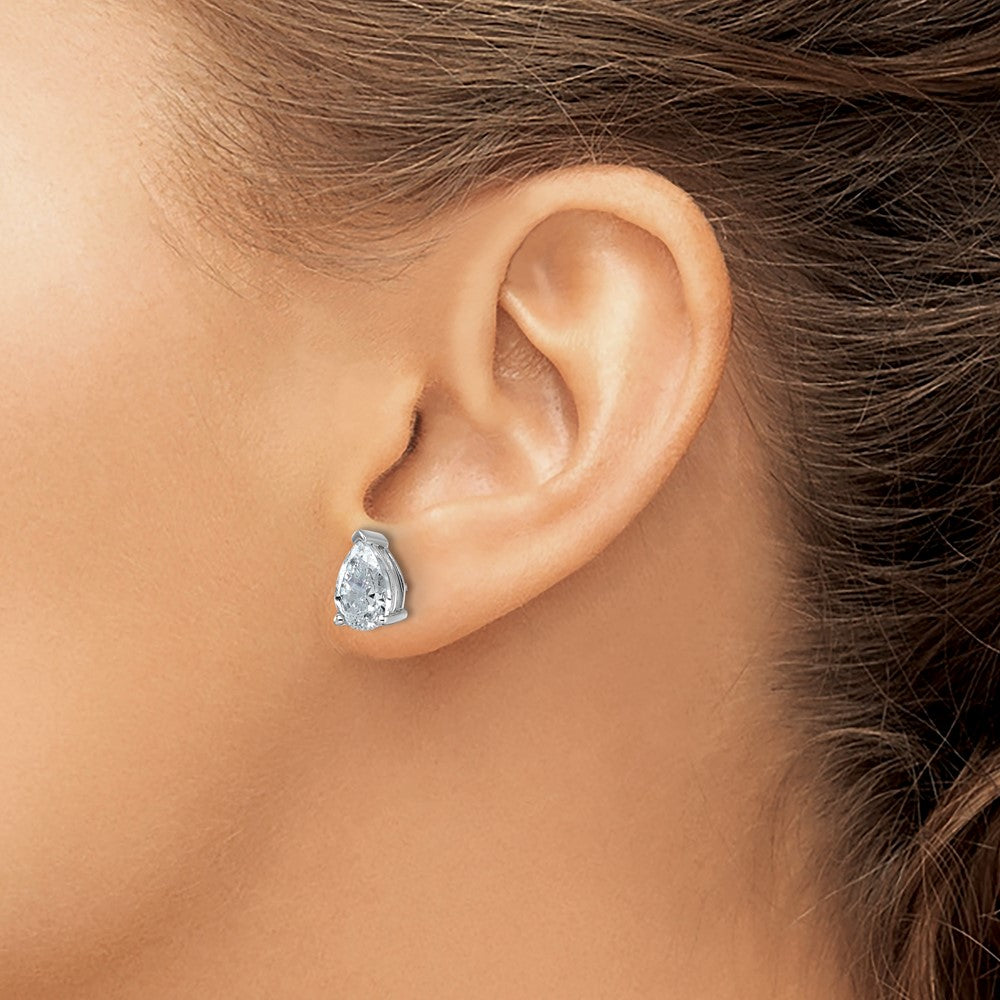 14kw 4ct Cert Lab Grown Diamond VS+ F+ Comp Pear 3 Prong Stud Earrings