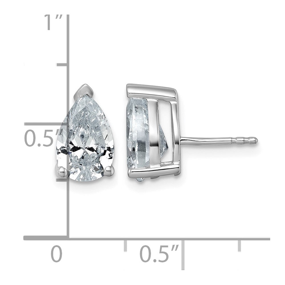 14kw 4ct Cert Lab Grown Diamond VS+ F+ Comp Pear 3 Prong Stud Earrings