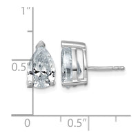 14kw 4ct Cert Lab Grown Diamond VS+ F+ Comp Pear 3 Prong Stud Earrings