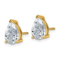 14ky 4ct Cert Lab Grown Diamond VS/SI+ G+ Comp Pear 3 Prong Stud Earrings