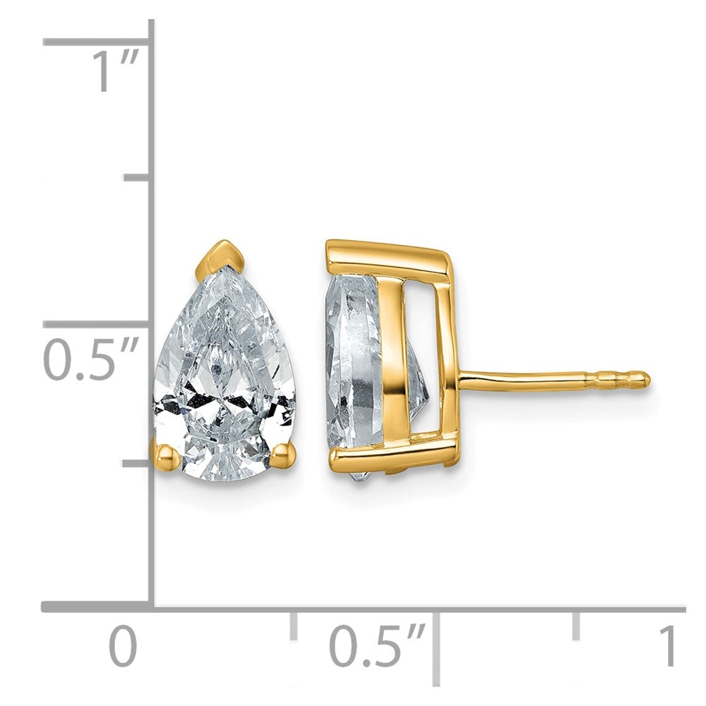 14ky 4ct Lab Grown Diamond VS/SI+ G+ Comp Pear 3 Prong Stud Earrings