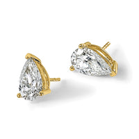 14ky 4ct Cert Lab Grown Diamond VS/SI+ G+ Comp Pear 3 Prong Stud Earrings
