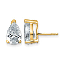 14ky 4ct Cert Lab Grown Diamond VS/SI+ G+ Comp Pear 3 Prong Stud Earrings
