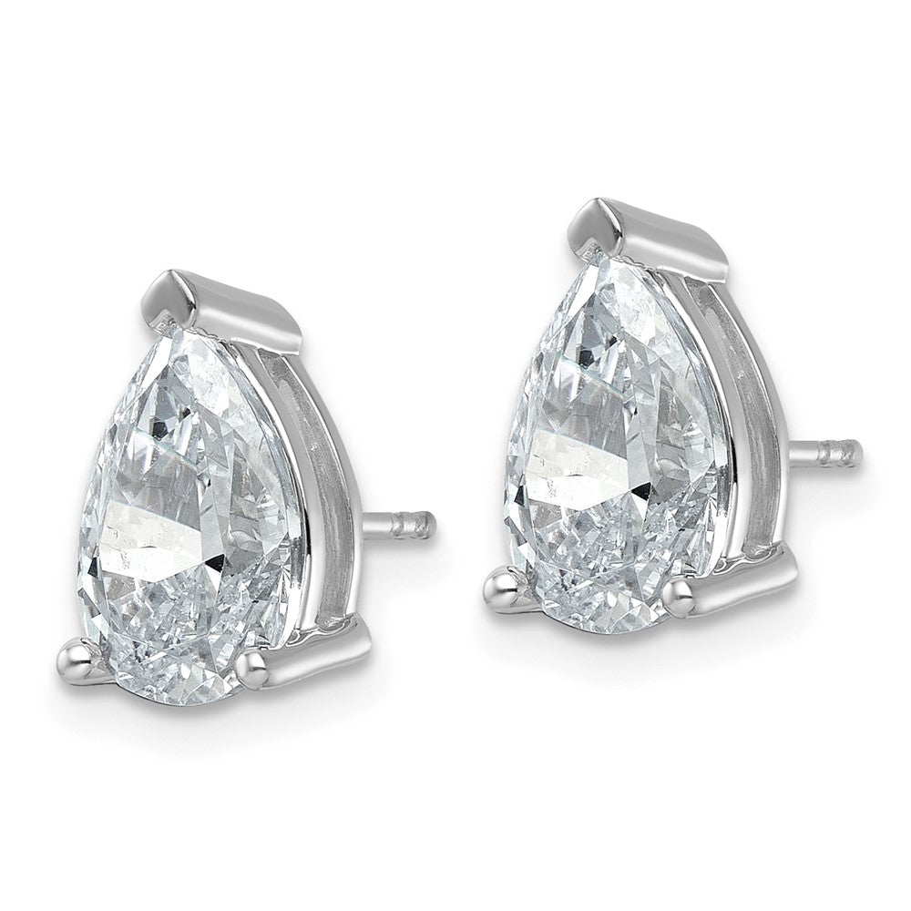 14kw 5ct Lab Grown Diamond VS+ F+ Comp Pear 3 Prong Stud Earrings