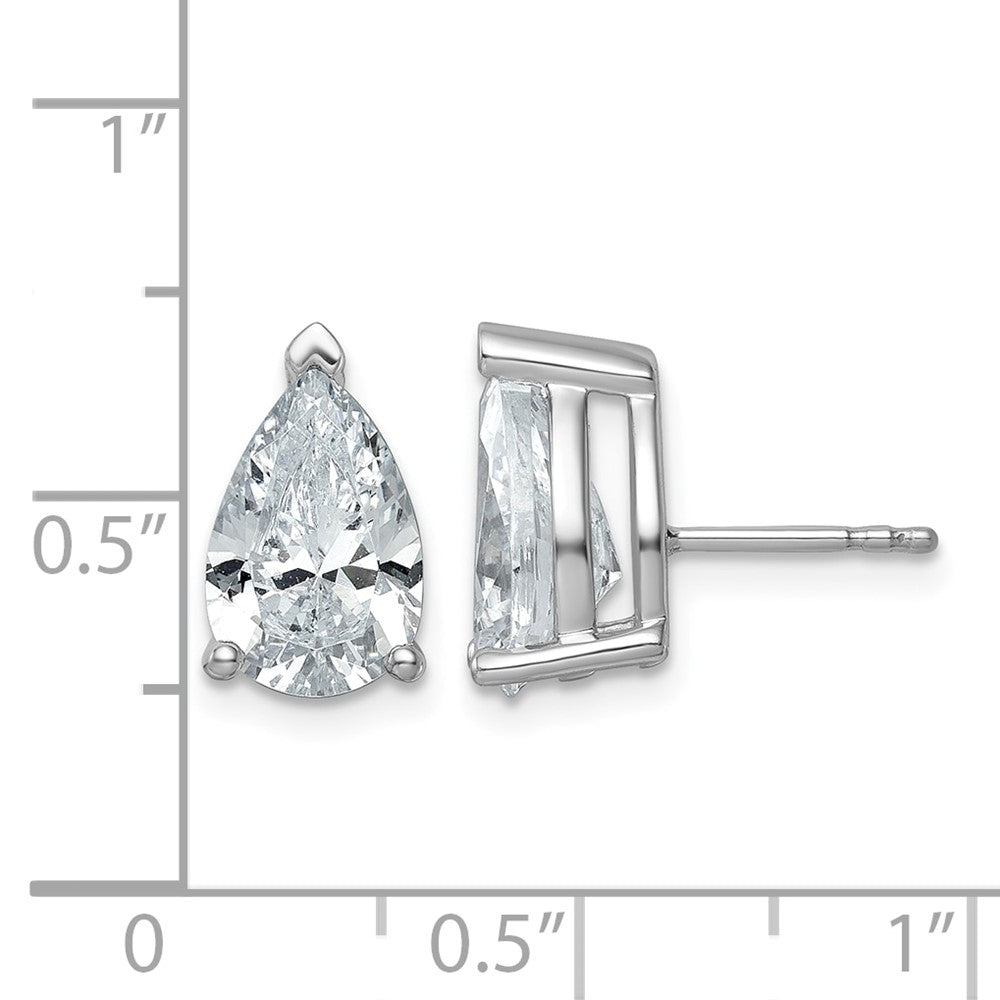 14kw 5ct Lab Grown Diamond VS+ F+ Comp Pear 3 Prong Stud Earrings