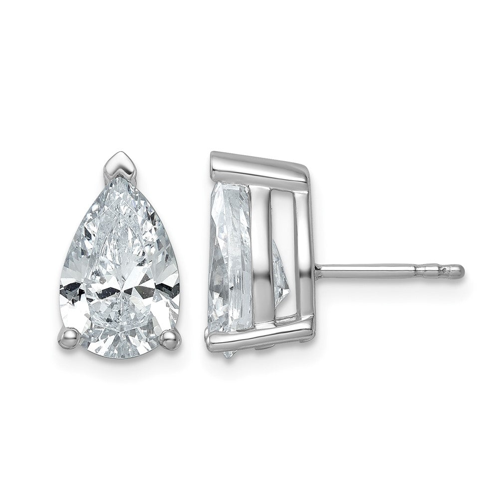 14kw 5ct Lab Grown Diamond VS+ F+ Comp Pear 3 Prong Stud Earrings