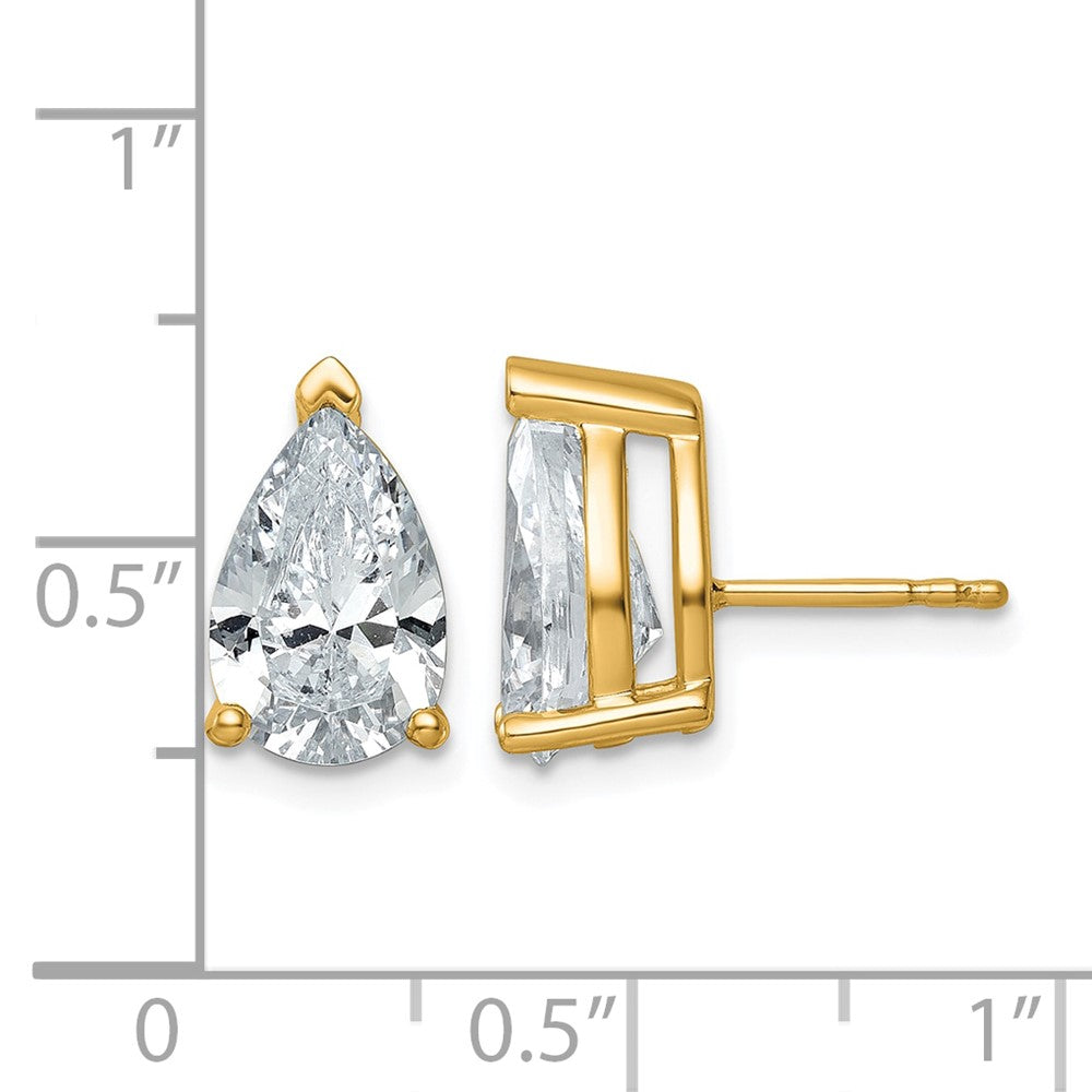14ky 5ct Cert Lab Grown Diamond VS+ F+ Comp Pear 3 Prong Stud Earrings