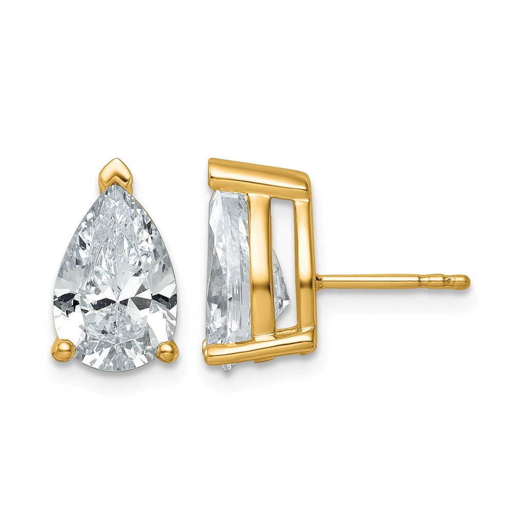 14ky 5ct Lab Grown Diamond VS/SI+ G+ Comp Pear 3 Prong Stud Earrings