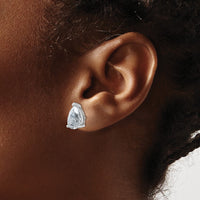 14kw 6ct Cert Lab Grown Dia VS/SI+ G+ Comp Pear 3 Prong Stud Earrings