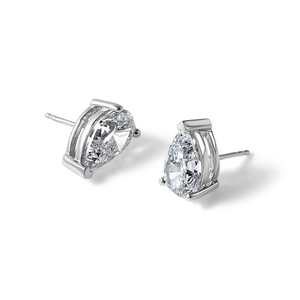 14kw 6ct Cert Lab Grown Dia VS/SI+ G+ Comp Pear 3 Prong Stud Earrings