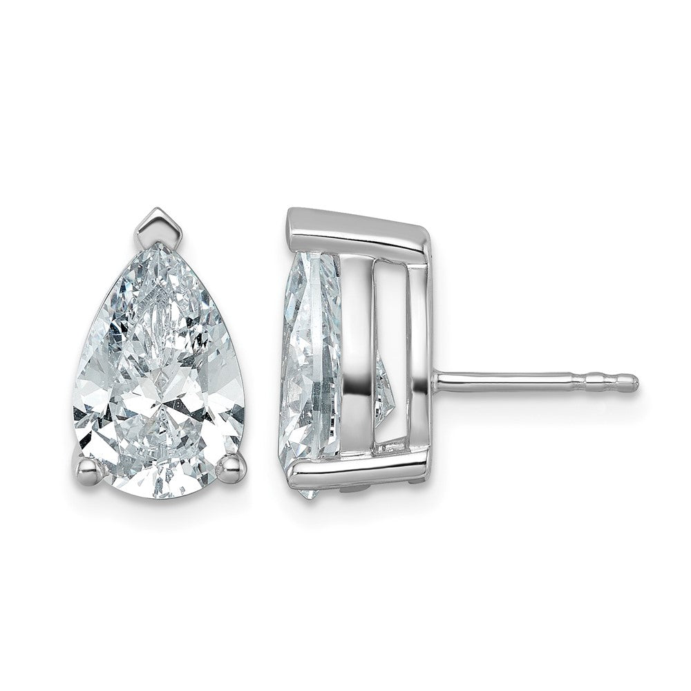 14kw 6ct Cert Lab Grown Diamond VS+ F+ Comp Pear 3 Prong Stud Earrings
