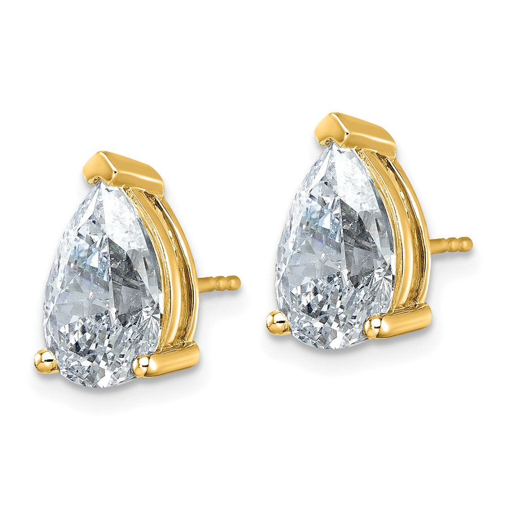 14ky 6ct Cert Lab Grown Diamond VS+ F+ Comp Pear 3 Prong Stud Earrings