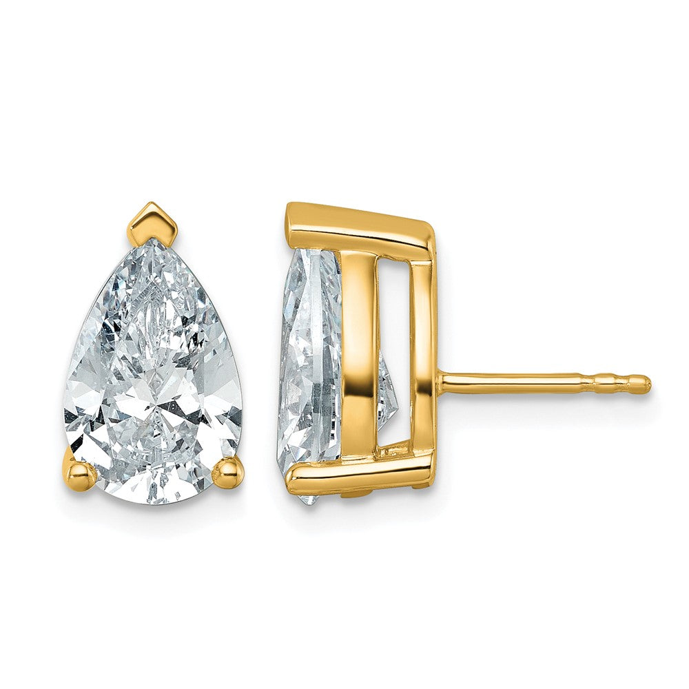 14ky 6ct Cert Lab Grown Diamond VS+ F+ Comp Pear 3 Prong Stud Earrings