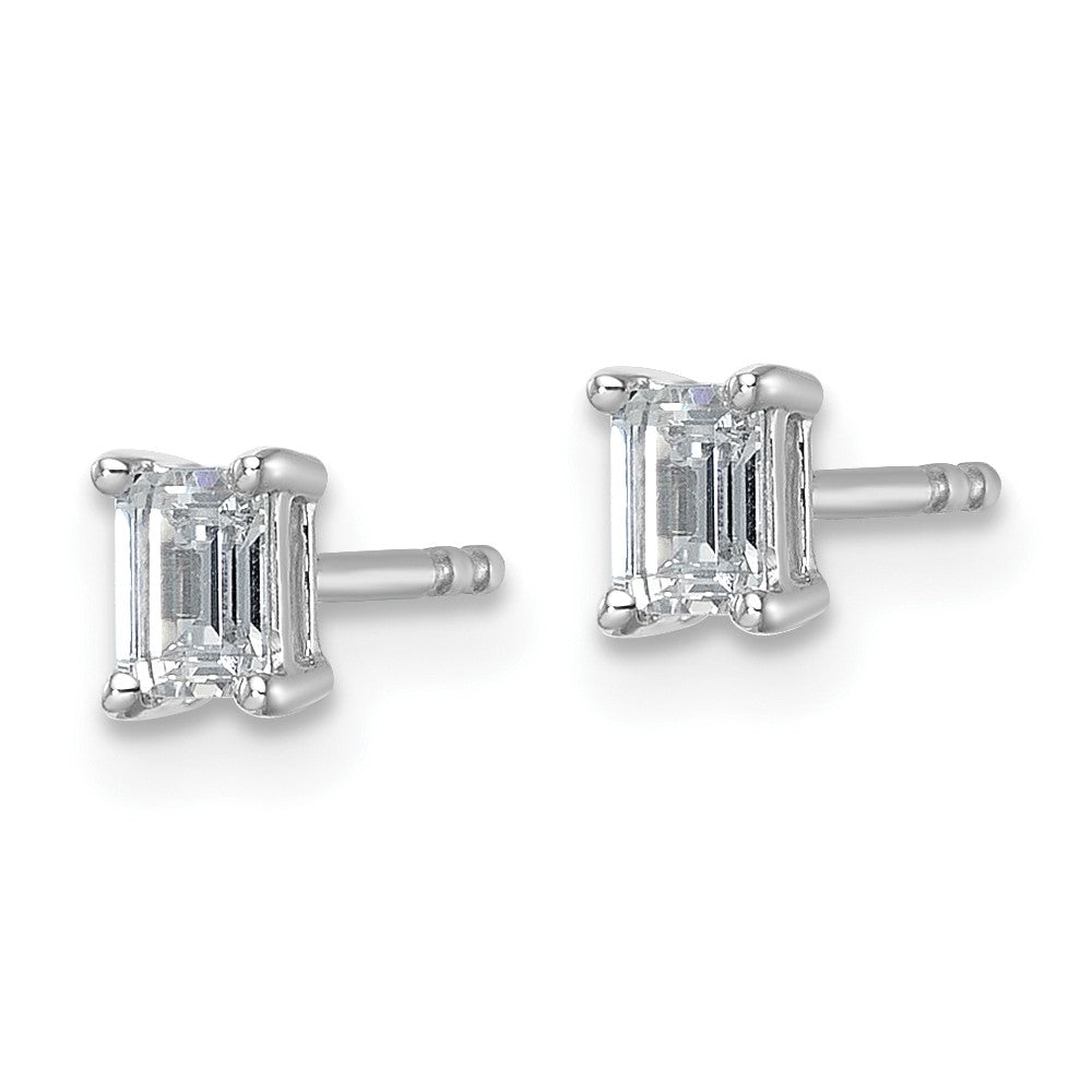 14kw 1/2ct Cert Lab Grown Dia VS/SI+ G+ Emerald Comp 4 Prong Stud Earrings