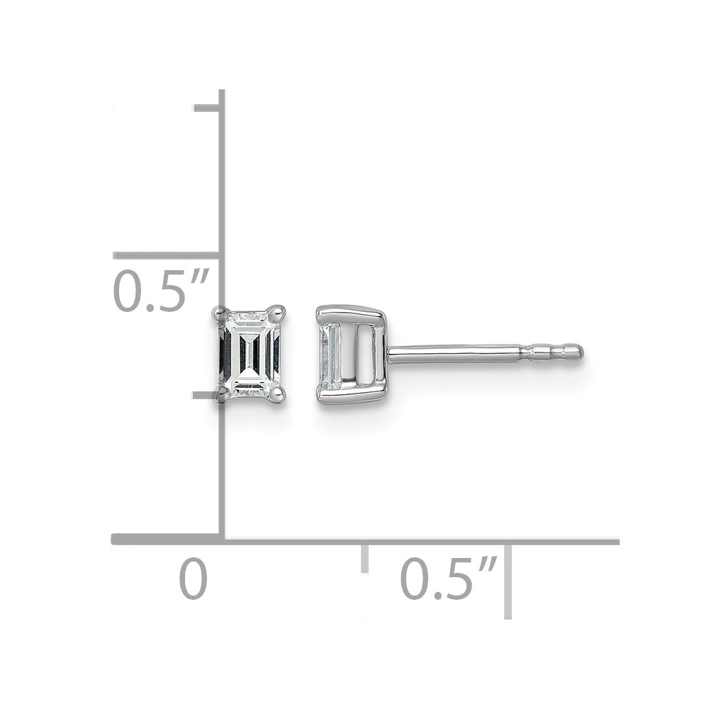 14kw 1/2ct Cert Lab Grown Dia VS+ F+ Emerald Comp 4 Prong Stud Earrings