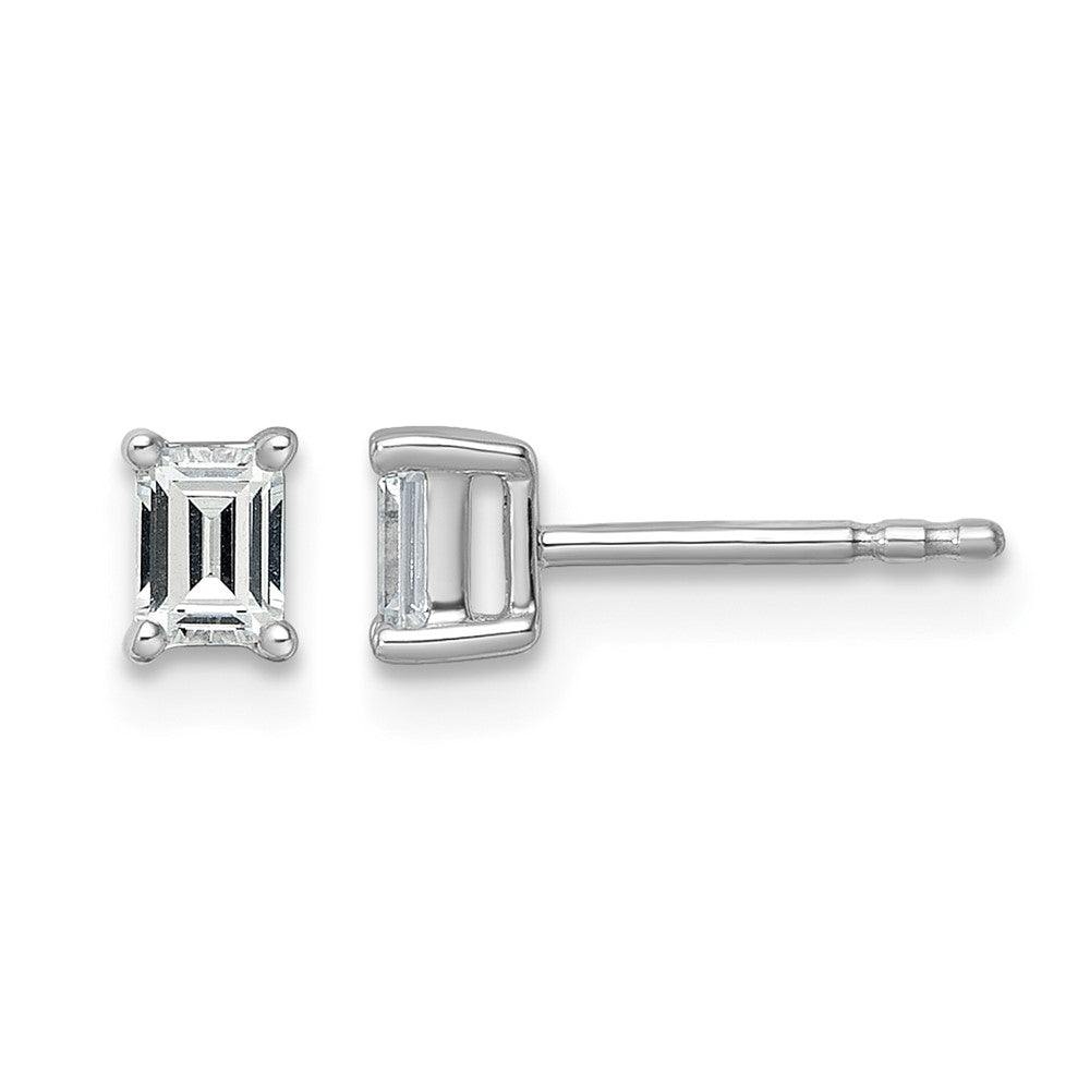 14kw 1/2ct Cert Lab Grown Dia VS+ F+ Emerald Comp 4 Prong Stud Earrings