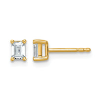 14ky 1/2ct Lab Grown Dia VS/SI+ G+ Emerald Comp 4 Prong Stud Earrings