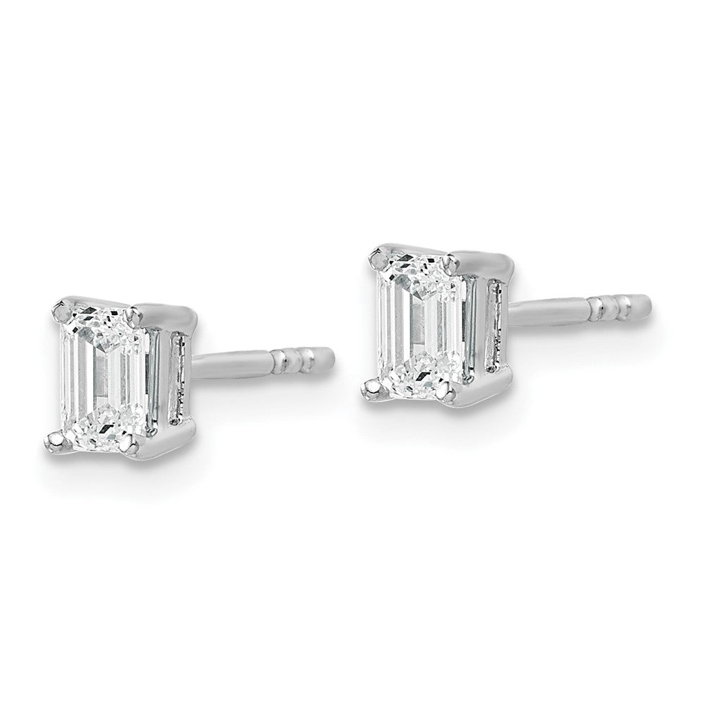 14kw 5/8ct Lab Grown Dia VS/SI+ G+ Emerald Comp 4 Prong Stud Earrings