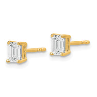 14k 5/8ct Lab Grown Dia VS/SI+ G+ Emerald Comp 4 Prong Stud Earrings