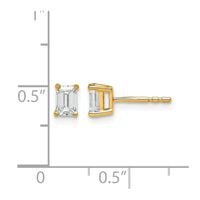 14k 5/8ct Lab Grown Dia VS/SI+ G+ Emerald Comp 4 Prong Stud Earrings