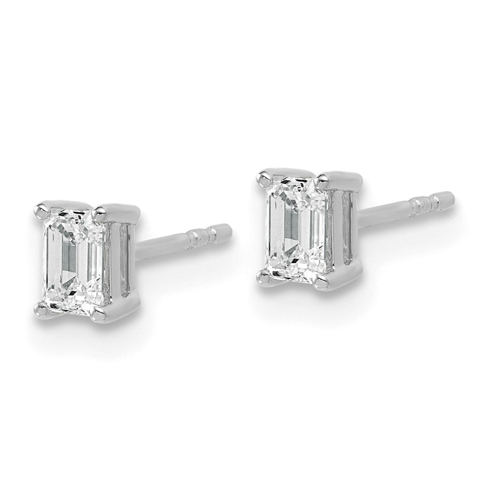 14kw 3/4ct Lab Grown Dia VS/SI+ G+ Emerald Comp 4 Prong Stud Earrings