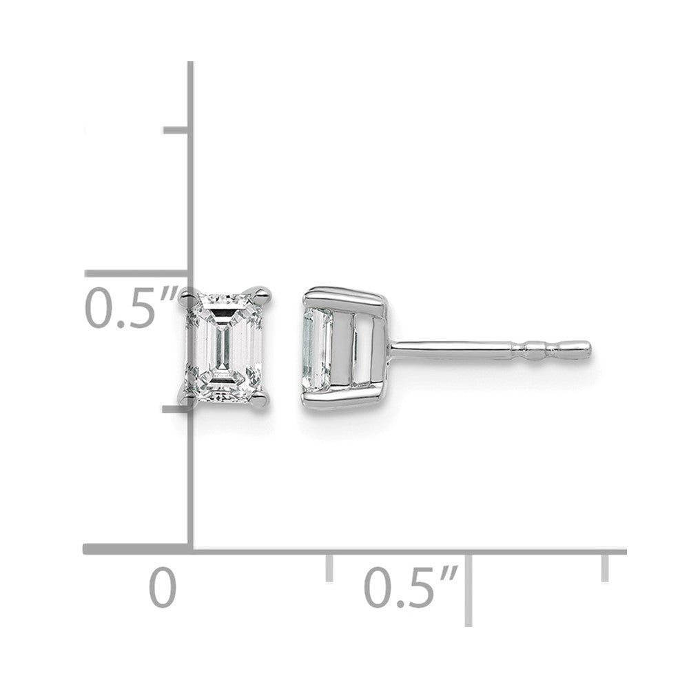 14kw 3/4ct Lab Grown Dia VS/SI+ G+ Emerald Comp 4 Prong Stud Earrings