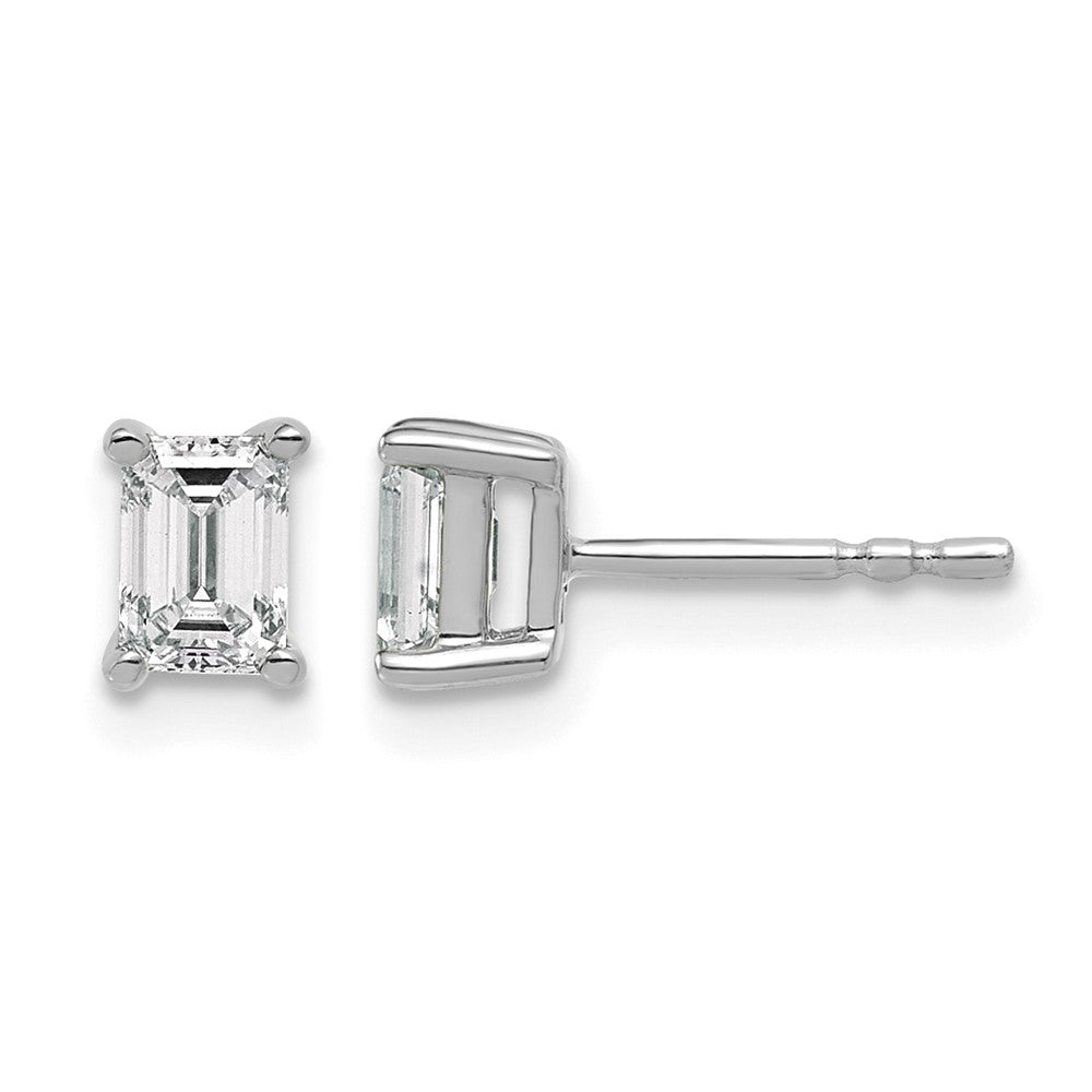 14kw 3/4ct Lab Grown Dia VS/SI+ G+ Emerald Comp 4 Prong Stud Earrings