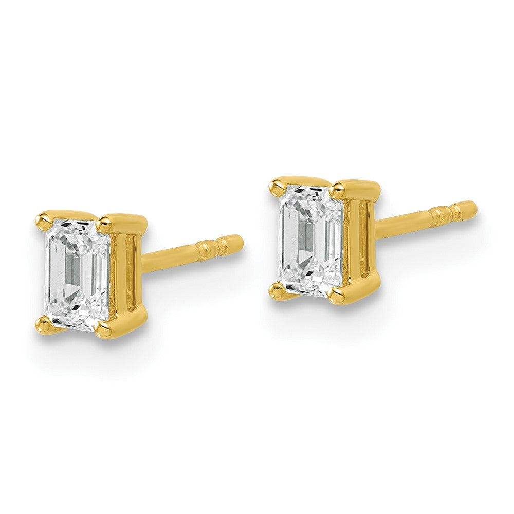 14ky 3/4ct Lab Grown Diamond VS+ F+ Emerald Comp 4 Prong Stud Earrings