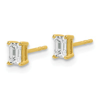 14ky 3/4ct Lab Grown Diamond VS+ F+ Emerald Comp 4 Prong Stud Earrings