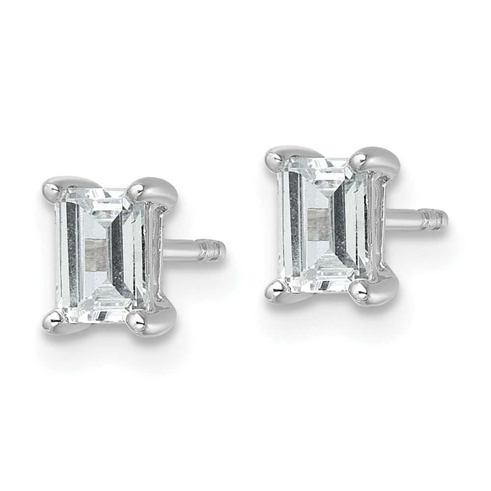 14kw 1ct Lab Grown Dia VS/SI+ G+ Emerald Comp 4 Prong Stud Earrings