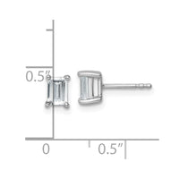14kw 1ct Lab Grown Dia VS/SI+ G+ Emerald Comp 4 Prong Stud Earrings