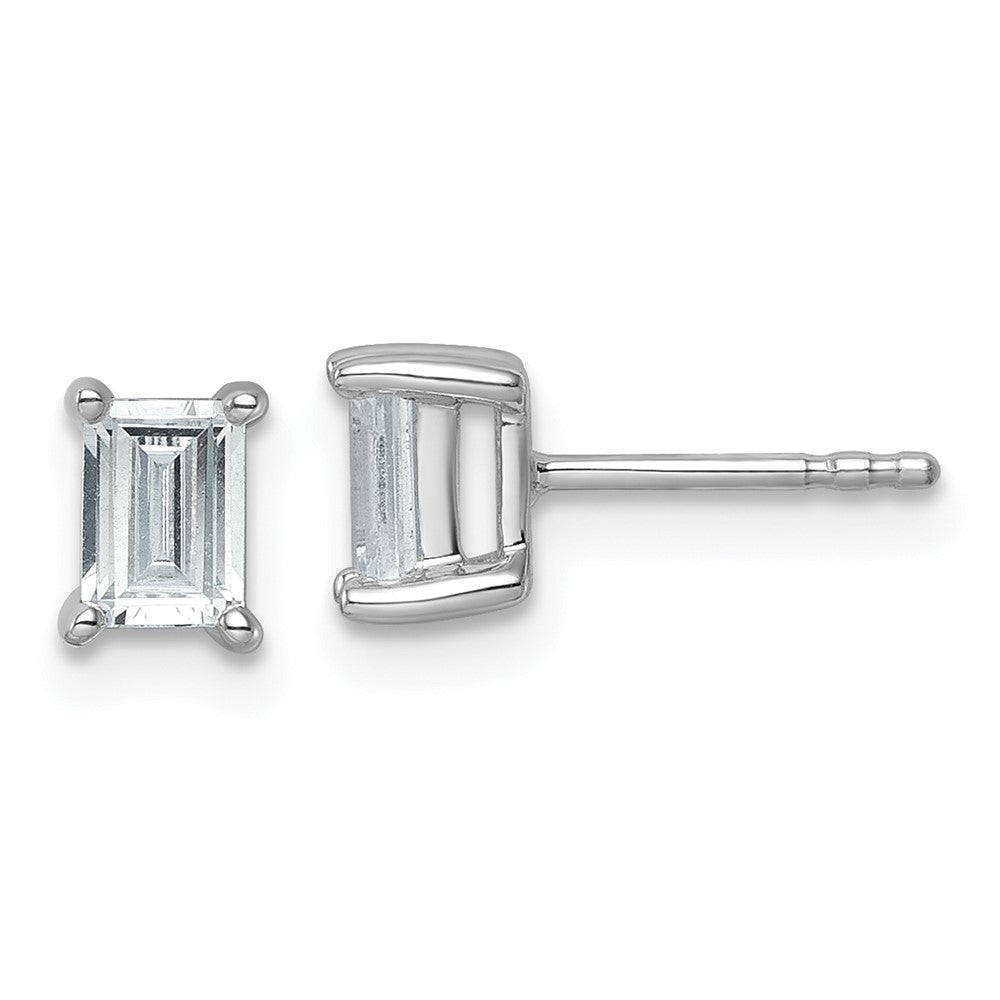 14kw 1ct Lab Grown Diamond VS+ F+ Emerald Comp 4 Prong Stud Earrings