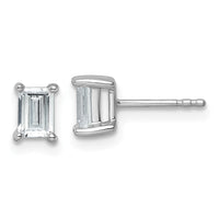 14kw 1ct Lab Grown Dia VS/SI+ G+ Emerald Comp 4 Prong Stud Earrings