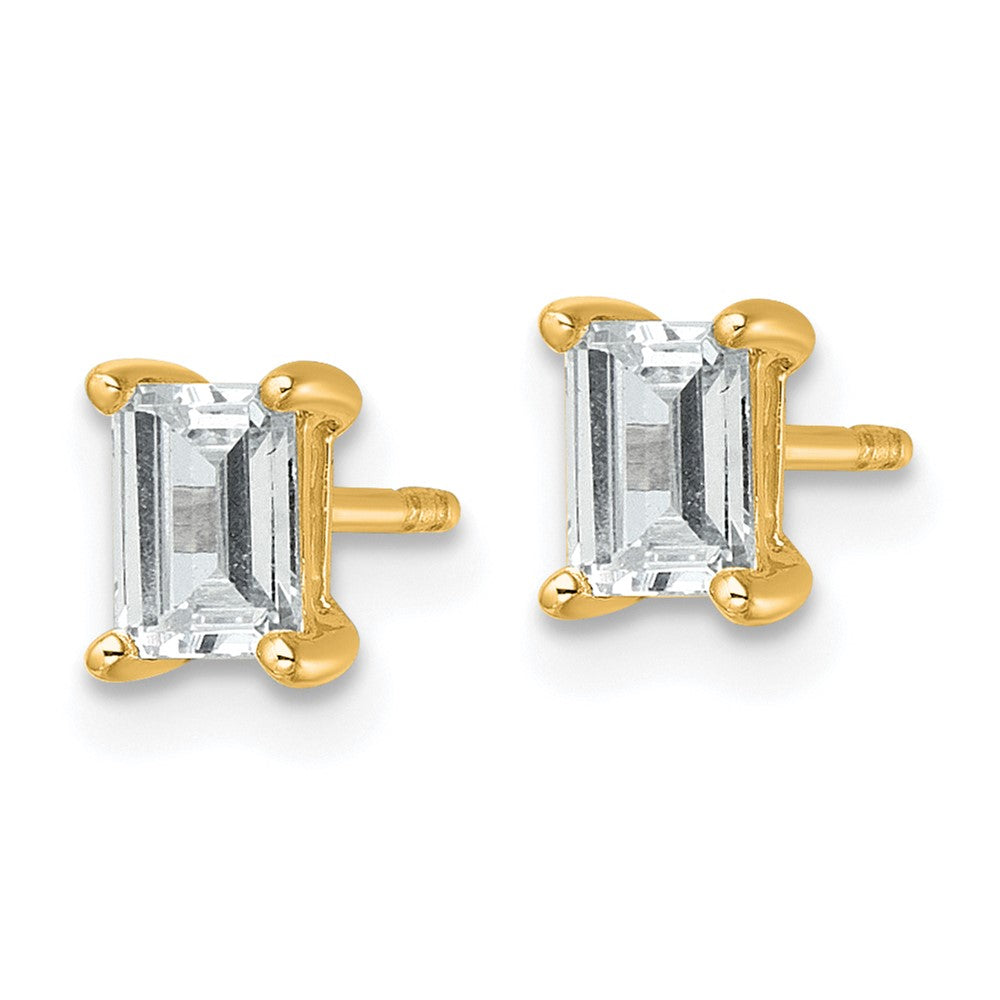 14ky 1ct Cert Lab Grown Dia VS/SI+ G+ Emerald Comp 4 Prong Stud Earrings