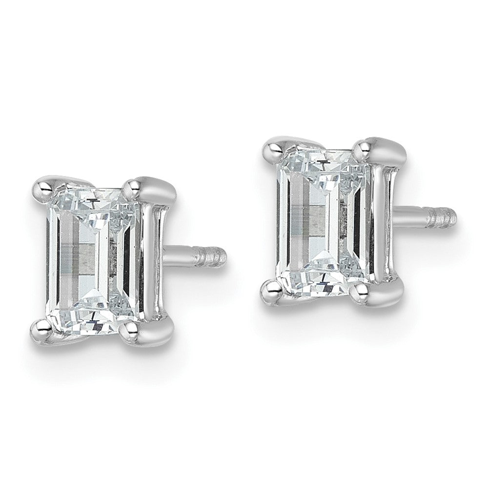 14kw 1 1/2ct Lab Grown Dia VS/SI+ G+ Emerald Comp 4 Prong Stud Earrings