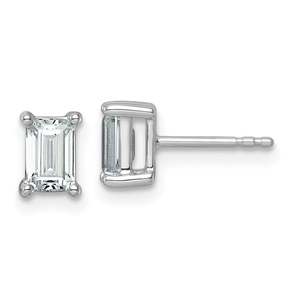 14kw 1 1/2ct Lab Grown Dia VS+ F+ Emerald Comp 4 Prong Stud Earrings