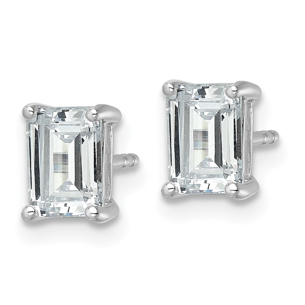 14kw 2ct Cert Lab Grown Dia VS/SI+ G+ Emerald Comp 4 Prong Stud Earrings
