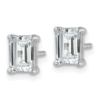 14kw 2ct Cert Lab Grown Dia VS+ F+ Emerald Comp 4 Prong Stud Earrings
