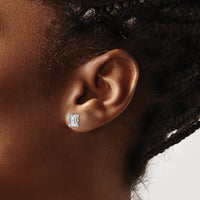 14kw 2ct Cert Lab Grown Dia VS+ F+ Emerald Comp 4 Prong Stud Earrings