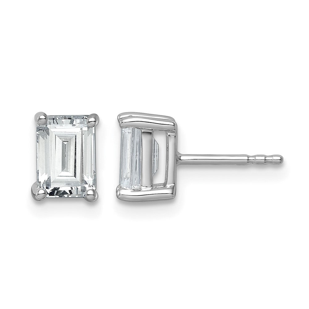 14kw 2ct Cert Lab Grown Dia VS/SI+ G+ Emerald Comp 4 Prong Stud Earrings