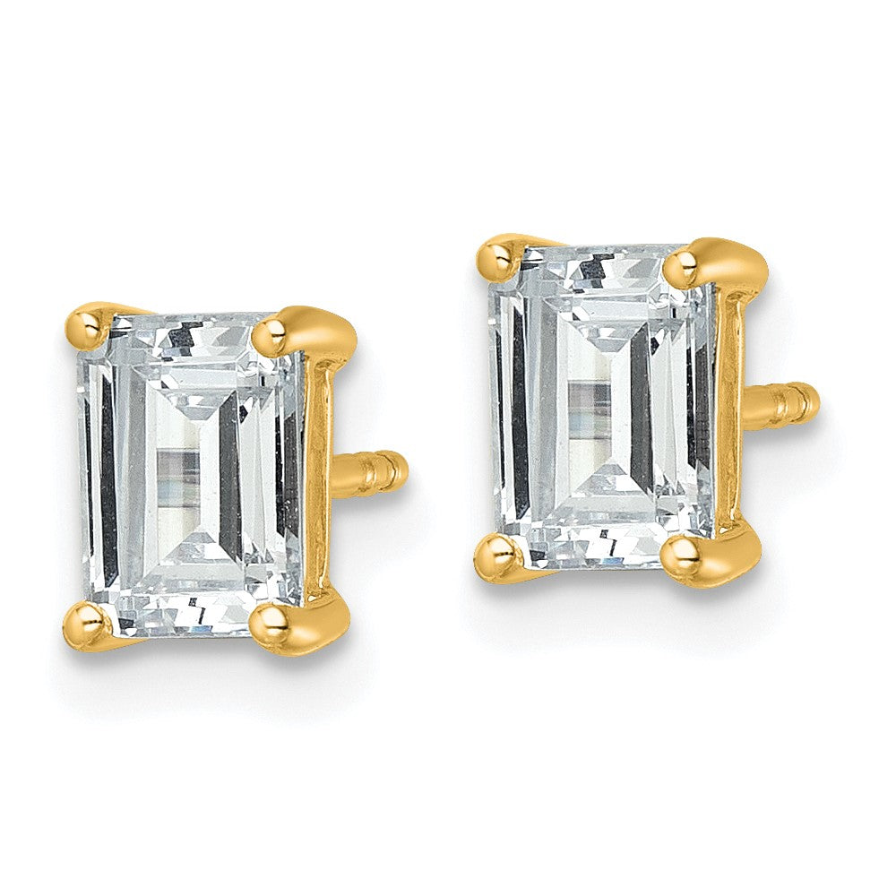 14ky 2ct Lab Grown Diamond VS+ F+ Emerald Comp 4 Prong Stud Earrings