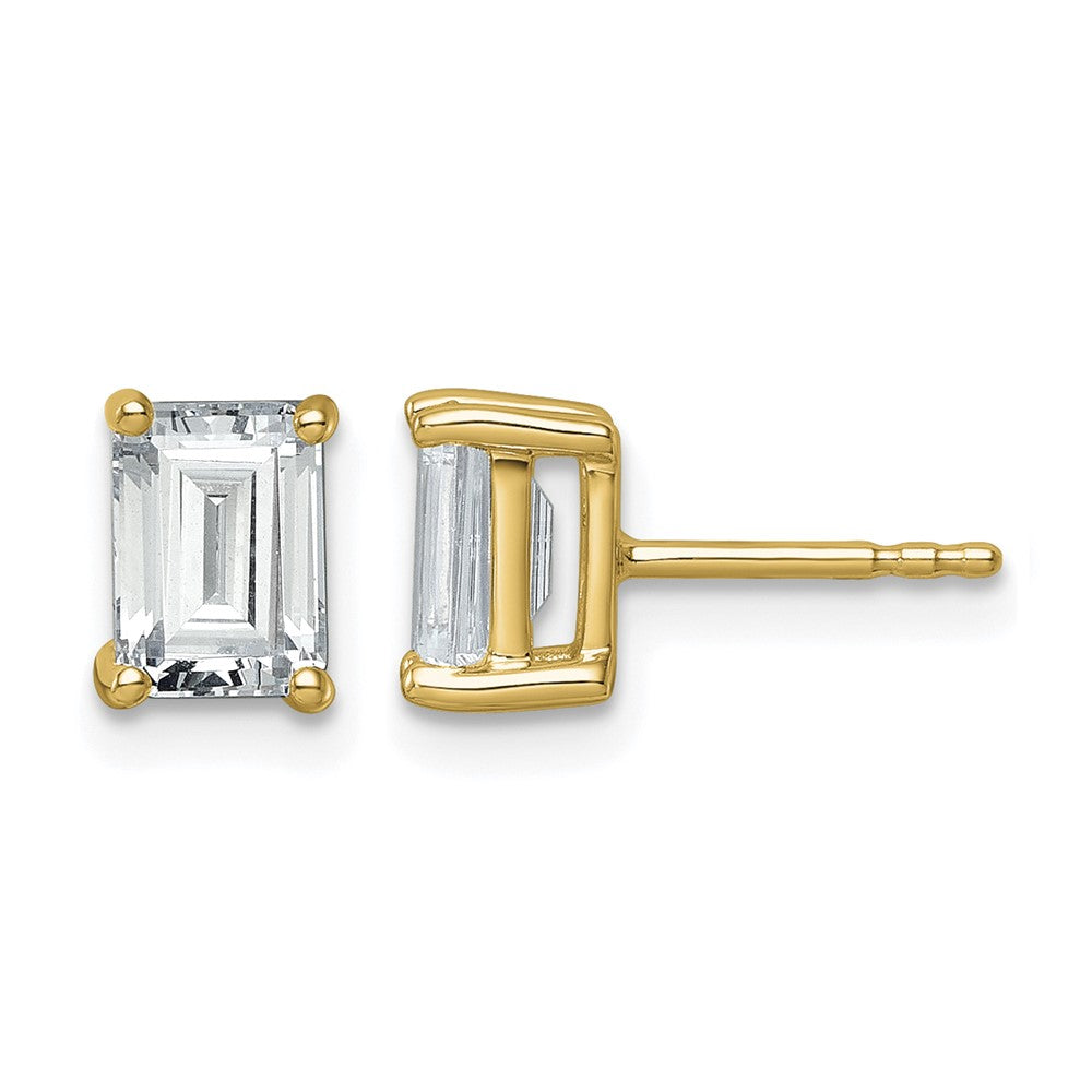 14ky 2ct Lab Grown Diamond VS+ F+ Emerald Comp 4 Prong Stud Earrings