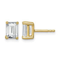 14ky 2ct Lab Grown Diamond VS+ F+ Emerald Comp 4 Prong Stud Earrings
