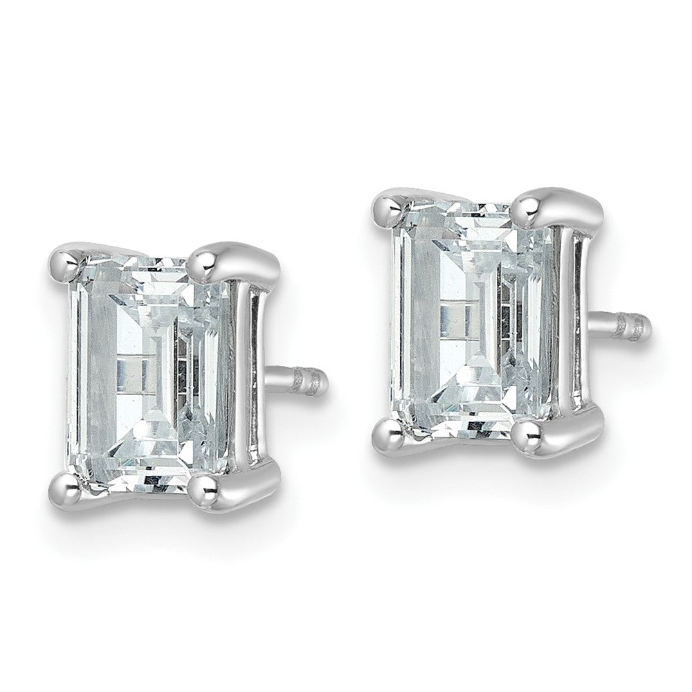 14kw 3ct Cert Lab Grown Dia VS+ F+ Emerald Comp 4 Prong Stud Earrings