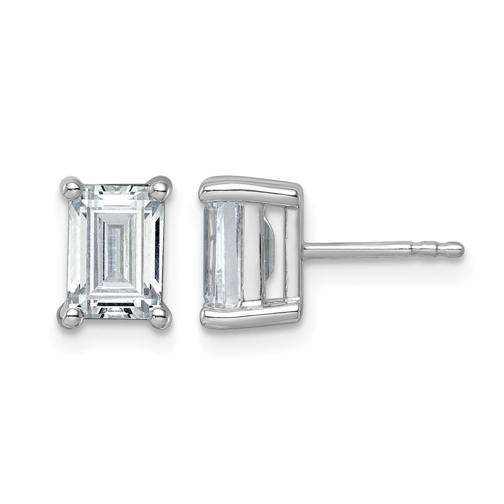 14kw 3ct Cert Lab Grown Dia VS+ F+ Emerald Comp 4 Prong Stud Earrings