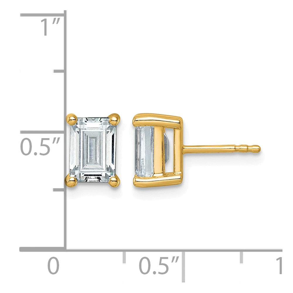 14ky 3ct Lab Grown Diamond VS/SI+ G+ Emerald Comp 4 Prong Stud Earrings